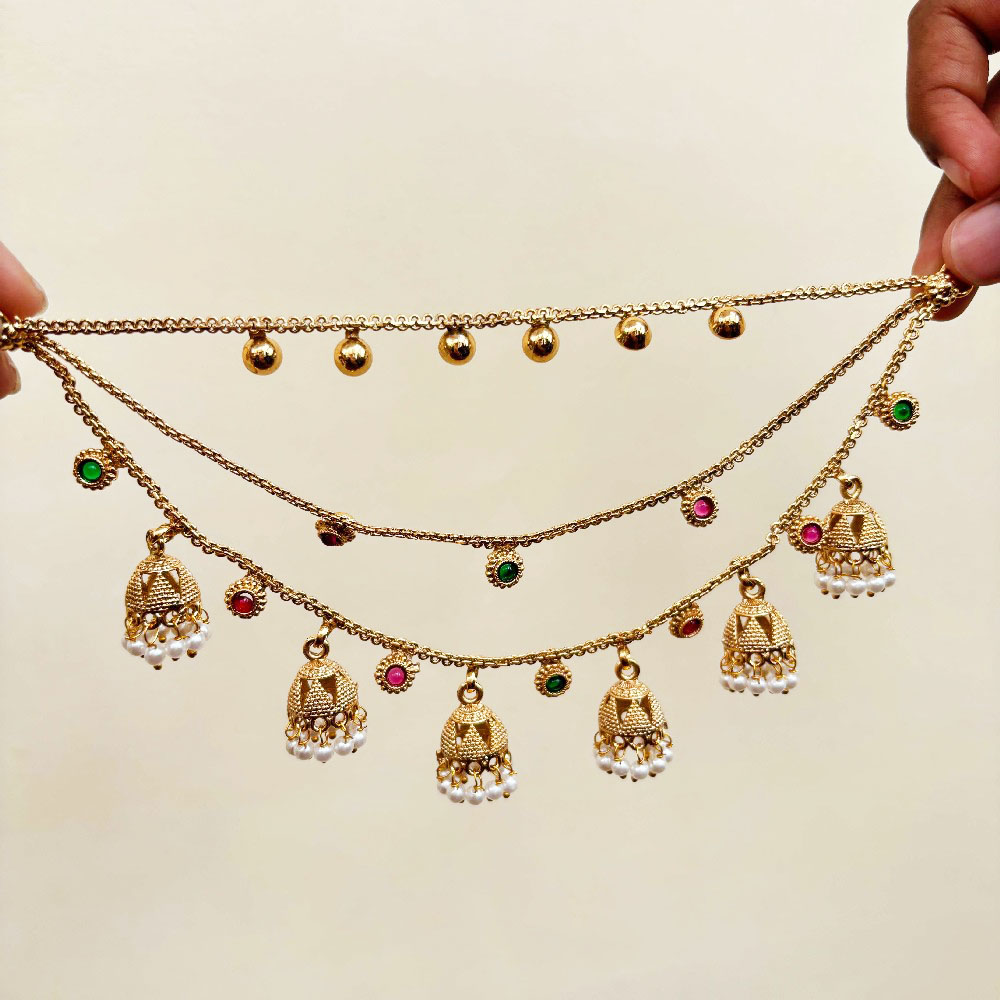 Handmade Brass Metal Jewellery Jhumki Ear Chain